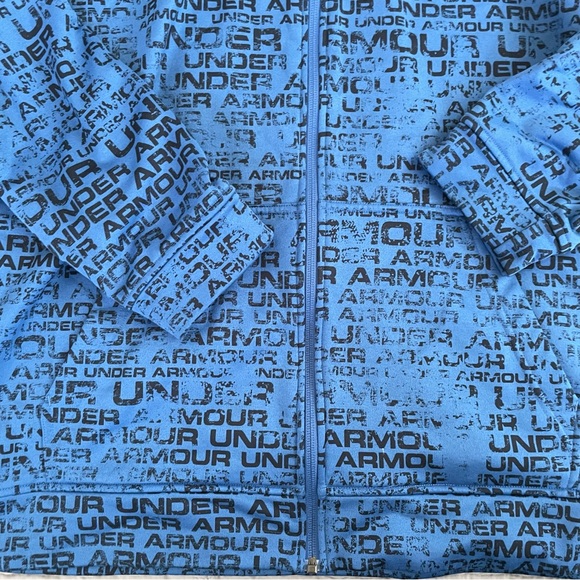 Under Armour Blue Fleece-lined Zipper Hoodie with Logo Print - Picture 5 of 13